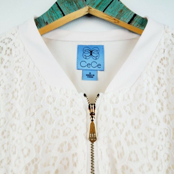 CeCe Women's Poppy Fields Lace Bomber Jacket Sz 8 MSRP $128 NWOT - Picture 6 of 7